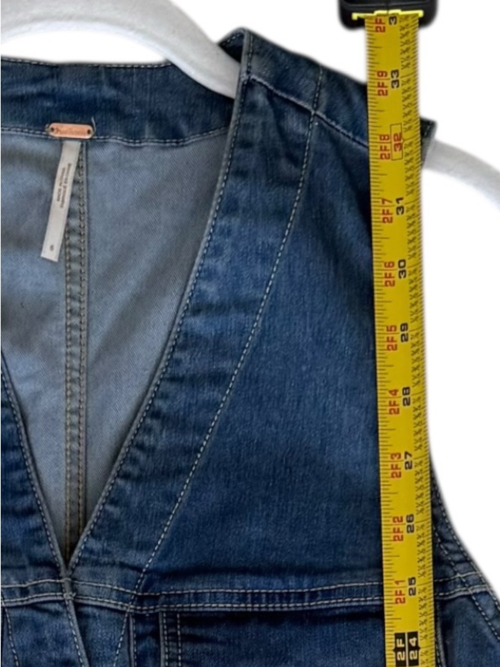 Free People Wandering Star Denim Mini Dress Blue Button Front Size 6 NWT - Picture 3 of 9